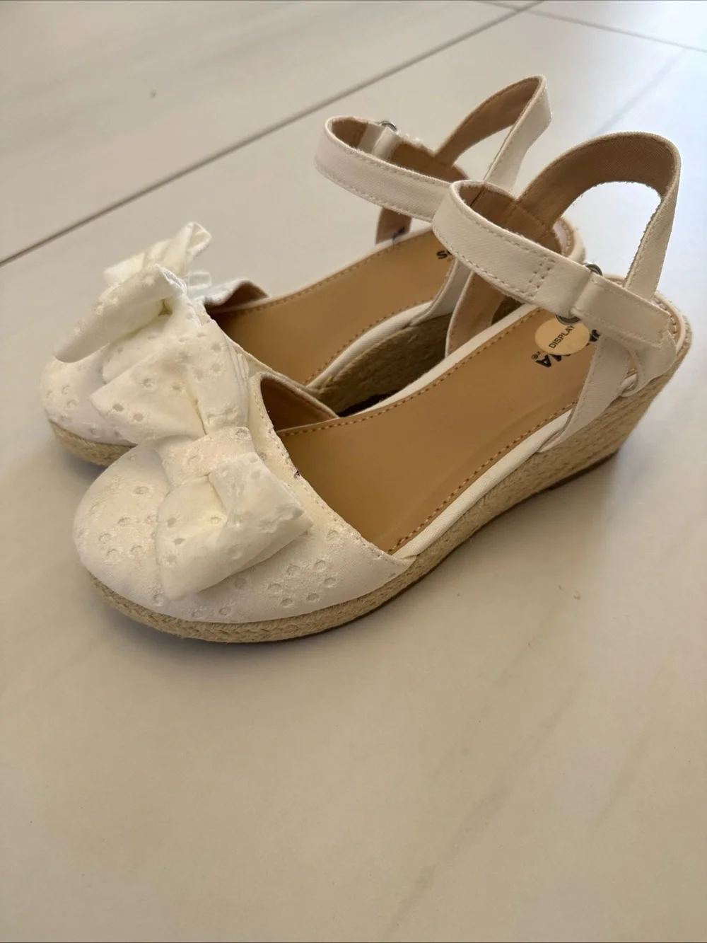 Girls White Bow Espadrille Dress Sandals